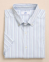 Southern Tide Men's Marina Seersucker Coastal Breeze® Short Sleeve Sport Shirt in Tropical Breeze Blue