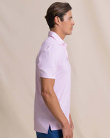 Southern Tide Men's Driver Dunes Edge Plaid Polo in Orchid Pink front view
