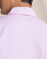 Southern Tide Men's Driver Dunes Edge Plaid Polo in Orchid Pink back view