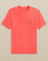 Southern Tide Into the Deep Short Sleeve T-Shirt in Sunset Coral front view