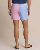 Southern Tide Men's Colorblock Seersucker Stripe Maritime Swim Trunks in Blue Stream