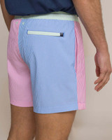 Southern Tide Men's Colorblock Seersucker Stripe Maritime Swim Trunks in Blue Stream