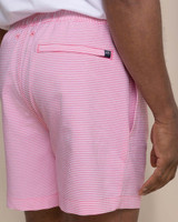 Southern Tide Men's Seersucker Stripe Maritime Swim Trunks in Island Pink