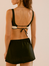 free-est by Free People Women's My Little Micro Mini Cotton-Linen Skort in Black