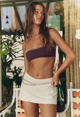 Free People Women's My Little Micro Mini Cotton-Linen Skort in natural beige