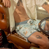 Sendero Provisions Co. Men's Point Bar Boardshorts in Malibu Cowboy Light Blue detail view