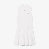 Lacoste Women's Ultra Dry Stretch Tennis Dress in White full length