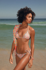 Rio de Sol Women's Ditsy Frufru Triangle Bikini Top side view