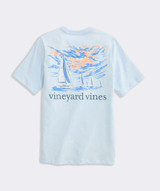 Vineyard Vines Boys' Sunset Regatta Scene Short-Sleeve Pocket Tee in Rocks Blue