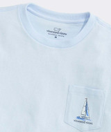 Vineyard Vines Boys' Sunset Regatta Scene Short-Sleeve Pocket Tee in Rocks Blue
