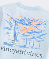 Vineyard Vines Boys' Sunset Regatta Scene Short-Sleeve Pocket Tee in Rocks Blue
