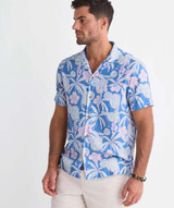 Vineyard Vines Men's Palm-arita Seabreeze Linen Blend Short-Sleeve Cabana Shirt in Coastline