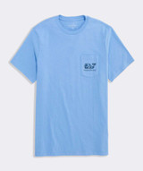 Vineyard Vines Men's Sportfisher Palm Whale Short-Sleeve Pocket Tee in Serenity Blue