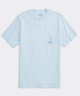 Vineyard Vines Men's Sunset Regatta Scene Short-Sleeve Pocket Tee in Rocks Blue