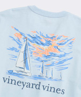 Vineyard Vines Men's Sunset Regatta Scene Short-Sleeve Pocket Tee in Rocks Blue