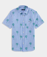 Vineyard Vines Men's Under The Palms Cotton Short-Sleeve Shirt in Breaker Blue