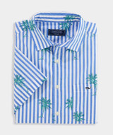 Vineyard Vines Men's Under The Palms Cotton Short-Sleeve Shirt in Breaker Blue front view