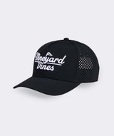 Vineyard Vines Golf Logo Hi-Pro Performance Trucker Hat in Jet Black front view