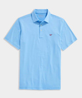 Vineyard Vines Men's Anegada Stripe Sankaty Performance Polo in Ocean Breeze collar