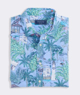 Vineyard Vines Men's Keys To Escape Cotton Short-Sleeve Shirt in Serenity Blue detail view