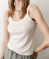 Marine Layer Women's Lexi Pointelle Tank Top in Antique White flat lay