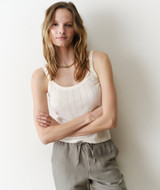 Marine Layer Women's Lexi Pointelle Tank Top in Antique White back view