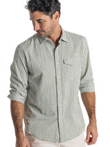 Criquet Men's Seersucker Performance Pearl Snap Shirt - Olive
