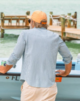 Criquet Men's Seersucker Performance Pearl Snap Shirt - Blue