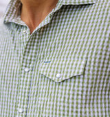 Criquet Men's Seersucker Performance Pearl Snap Shirt - Olive