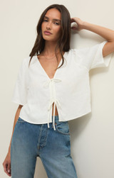 Z Supply Women's La Belle Linen Cropped Top in White