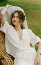 Z Supply Women's La Belle Linen Cropped Top in White