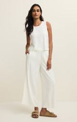 Z Supply Women's Sloane Linen Cropped Tank Top in White front view