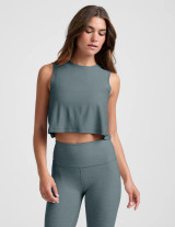 Beyond Yoga Women's Featherweight Minimal Crop Top in Storm Heather front
