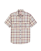The Filson Men's Lightweight Alaskan Guide Shirt in Light Blue and Tan Plaid