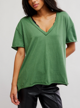 Free People Women's Nina V-Neck Tee in Forest Fairy