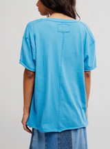Free People Women's Nina V-Neck Tee in Azure Blue