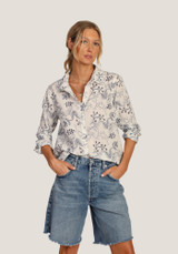 Dylan Women's Lily Blouse Top in White/Navy
