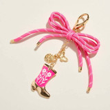 Cowgirl Rodeo Floral Boot Bag Charm Keychain front view