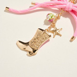 Western Rodeo Cowgirl Star Boot Bag Charm Keychain