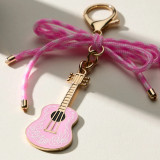 Pink Guitar Enamel Bag Charm Keychain