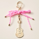 Pink Guitar Enamel Bag Charm Keychain