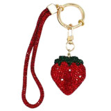 Rhinestone Strawberry Bag Charm Keychain