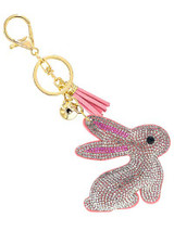Bling Bunny Bag Charm Keychain White/Pink