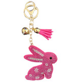 Bling Bunny Bag Charm Keychain Hot Pink