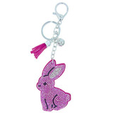 Bling Bunny Bag Charm Keychain in Pink/Black