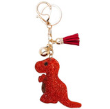 Bling Dinosaur Bag Charm Keychain in Orange