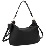 Plain Design Shoulder Crossbody Bag Black front view