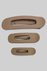 Three Piece Matte Hair Clip Set Beige