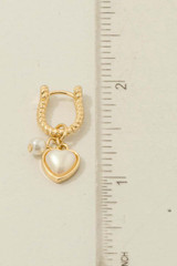 Pearl And Heart Charm Hoop Earrings
