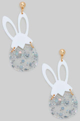 Easter Bunny Egg Earrings in White